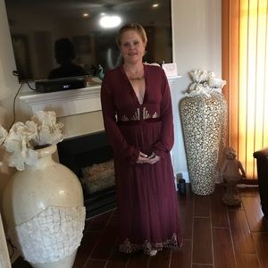 Maxi Dress Burgundy Bo-Ho Style
